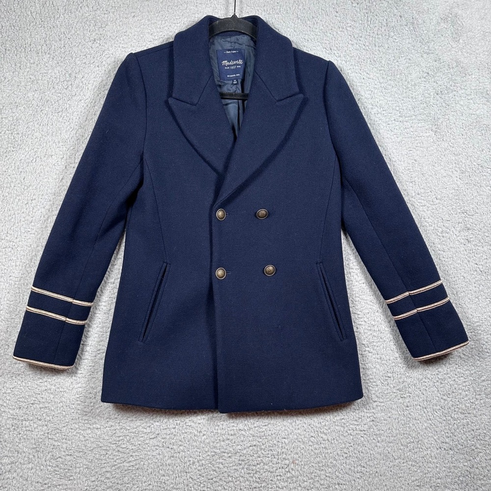 Madewell Double Breasted Navy Military Peacoat Jacket Women‎ XS Preppy Sailor